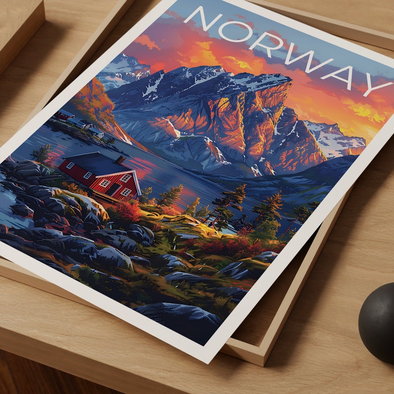 Affiche de voyage Norvège, Art mural d'hiver, Impression Europe, Affiche Norvège, Affiche Europe, Affiche Nature, Impression Norvège