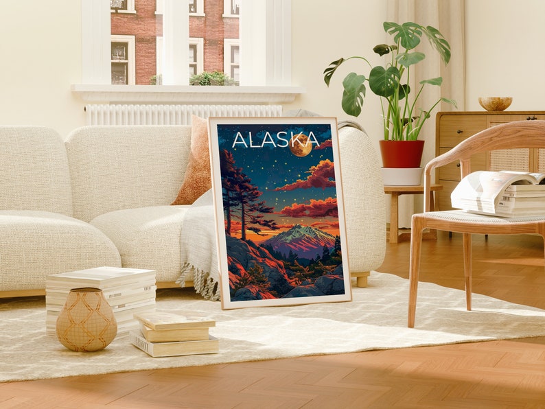 Alaska Poster, Alaska Print, Denali Art, Denali Print, Alaska Travel Poster, Mountain Poster, Alaska Gift
