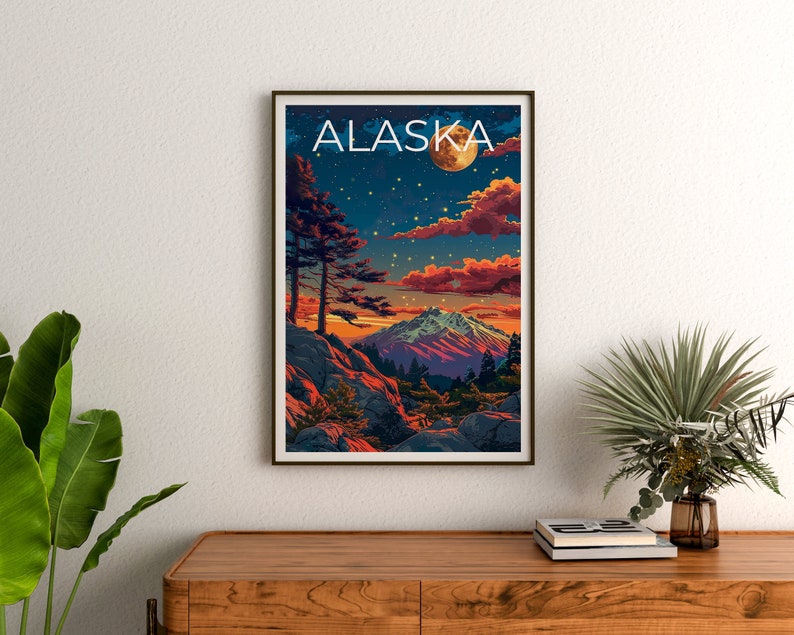 Alaska Poster, Alaska Print, Denali Art, Denali Print, Alaska Travel Poster, Mountain Poster, Alaska Gift