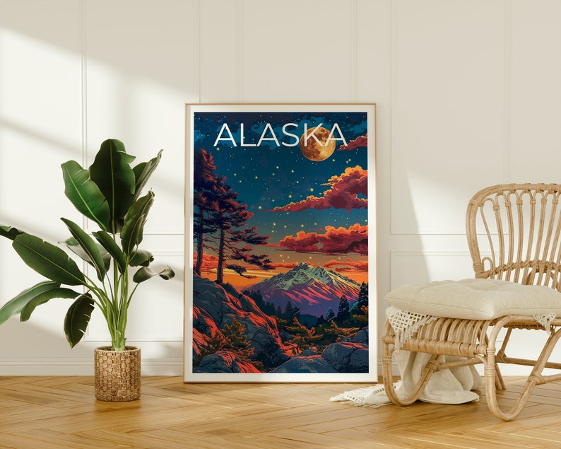 Alaska Poster, Alaska Print, Denali Art, Denali Print, Alaska Travel Poster, Mountain Poster, Alaska Gift