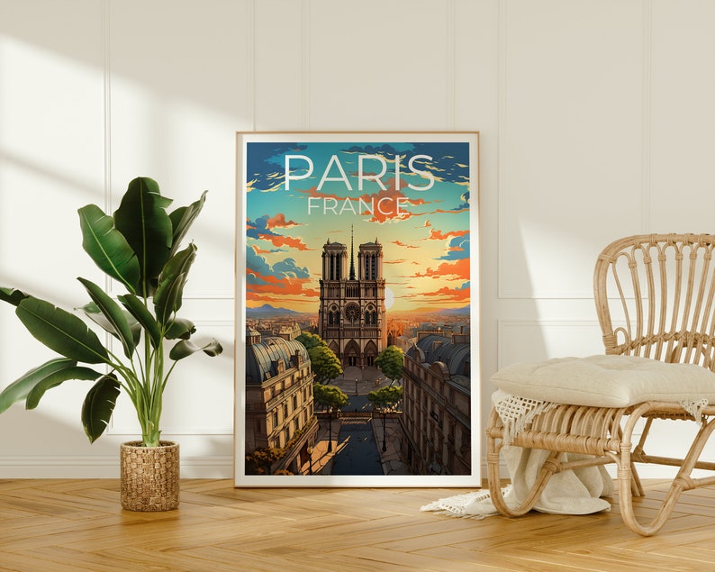 Notre-Dame Travel Poster, Paris Wall Art, Paris Print, Notre-Dame Poster, Paris Poster, Notre Dame Poster, Notre-Dame Art