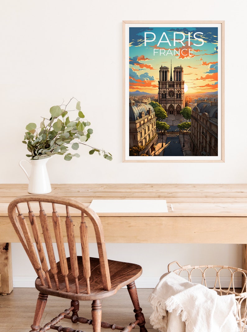 Notre-Dame Travel Poster, Paris Wall Art, Paris Print, Notre-Dame Poster, Paris Poster, Notre Dame Poster, Notre-Dame Art