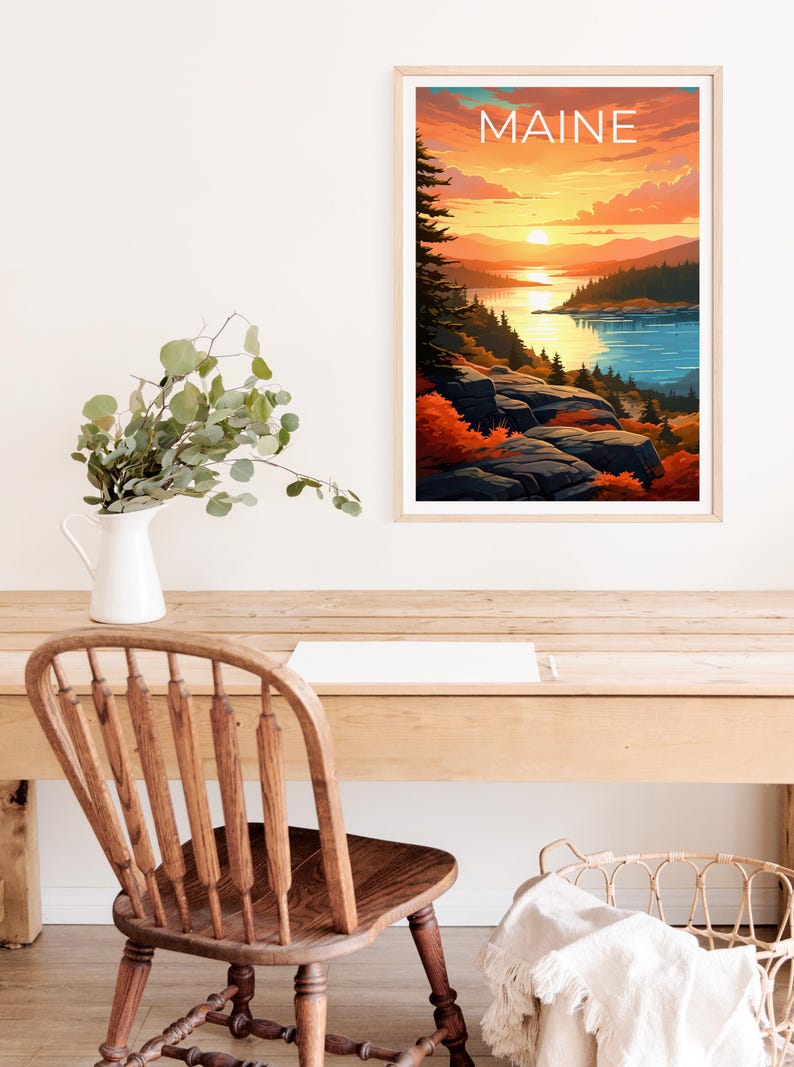 Affiche du Maine, Impression du Maine, Affiche du parc national d'Acadia, Impression d'Acadia, Affiche de voyage du Maine, Affiche de la forêt