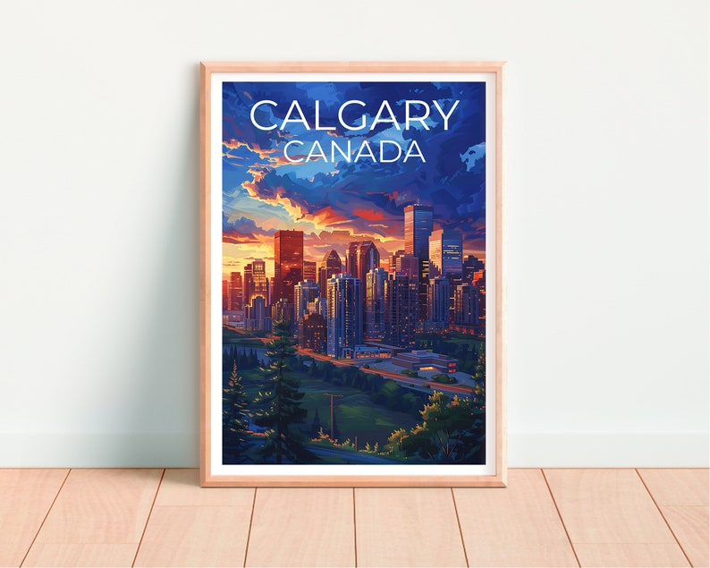 Calgary Travel Poster, Alberta Wall Art, Canada Print, Calgary Poster, Canada Poster, Calgary Art