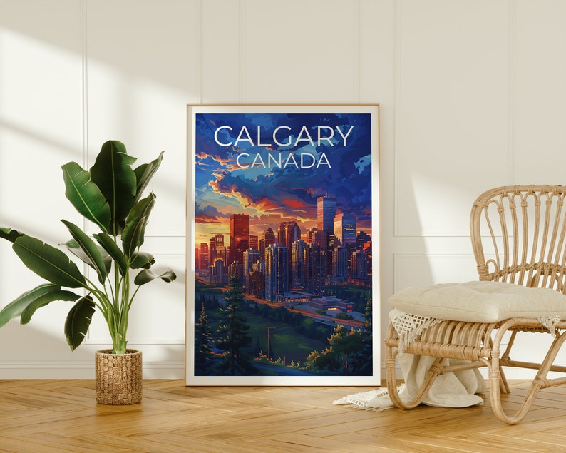 Calgary Travel Poster, Alberta Wall Art, Canada Print, Calgary Poster, Canada Poster, Calgary Art