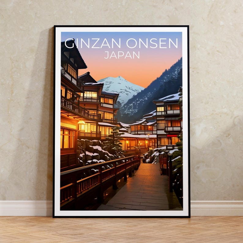 Ginzan Onsen Travel Poster, Japan Wall Art, Japan Print, Ginzan Onsen Poster, Japan Poster, City Poster, Ginzan Onsen Art