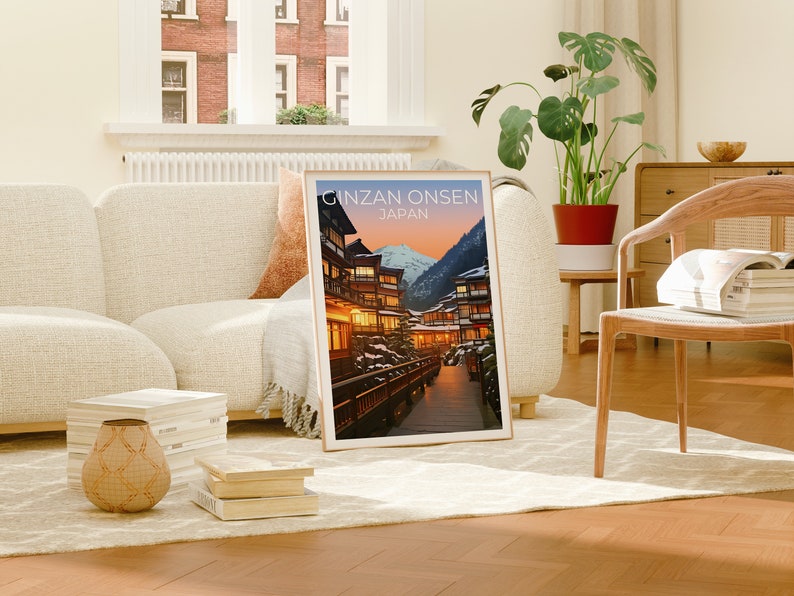 Ginzan Onsen Travel Poster, Japan Wall Art, Japan Print, Ginzan Onsen Poster, Japan Poster, City Poster, Ginzan Onsen Art