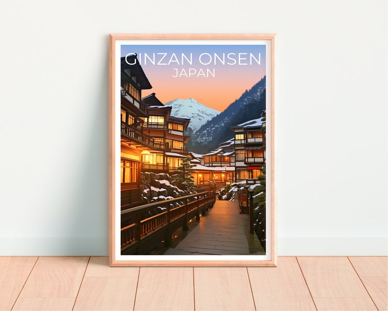 Ginzan Onsen Travel Poster, Japan Wall Art, Japan Print, Ginzan Onsen Poster, Japan Poster, City Poster, Ginzan Onsen Art