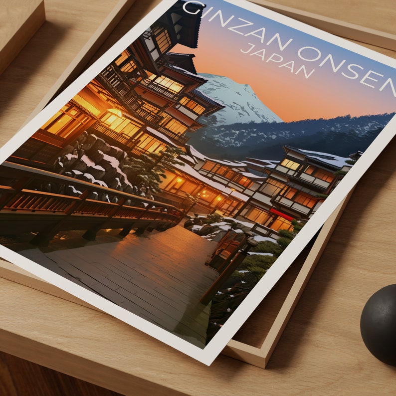Ginzan Onsen Travel Poster, Japan Wall Art, Japan Print, Ginzan Onsen Poster, Japan Poster, City Poster, Ginzan Onsen Art