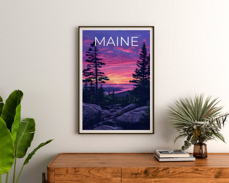 Maine Travel Poster, Acadia Park Wall Art, Acadia Park Print, Maine Poster, Acadia Park Poster, Maine Wall Art