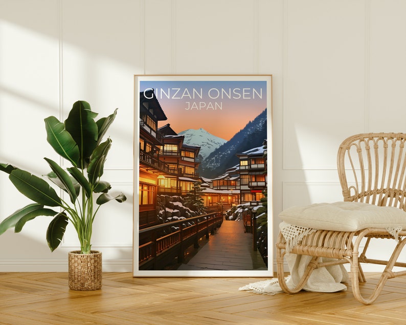 Ginzan Onsen Travel Poster, Japan Wall Art, Japan Print, Ginzan Onsen Poster, Japan Poster, City Poster, Ginzan Onsen Art