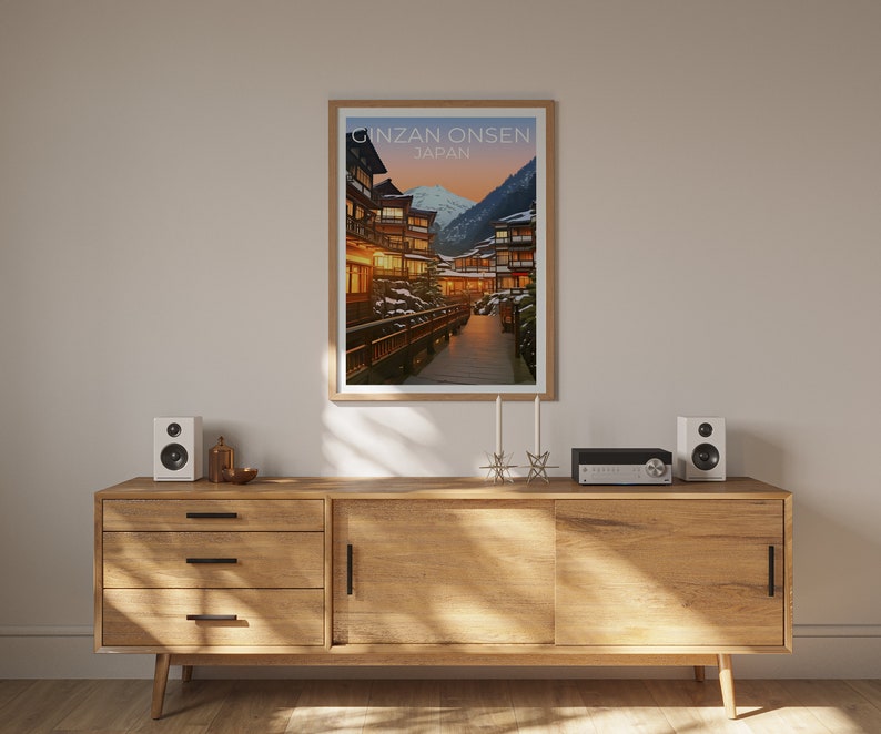 Ginzan Onsen Travel Poster, Japan Wall Art, Japan Print, Ginzan Onsen Poster, Japan Poster, City Poster, Ginzan Onsen Art
