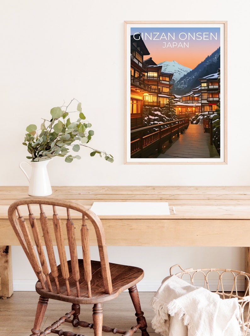 Ginzan Onsen Travel Poster, Japan Wall Art, Japan Print, Ginzan Onsen Poster, Japan Poster, City Poster, Ginzan Onsen Art