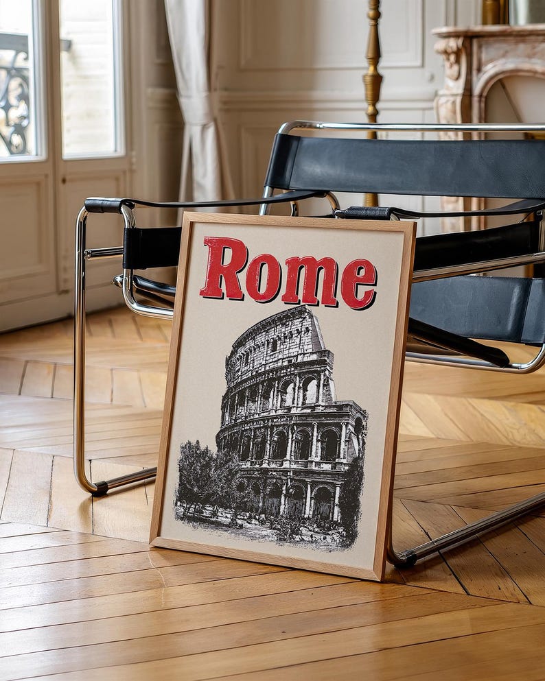 Rome Poster, Italy Travel Print, Europe Art, Colosseum Illustration, Rome Print, Scenic Wall Art, Home Decor, Birthday Gift