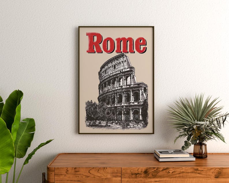 Rome Poster, Italy Travel Print, Europe Art, Colosseum Illustration, Rome Print, Scenic Wall Art, Home Decor, Birthday Gift