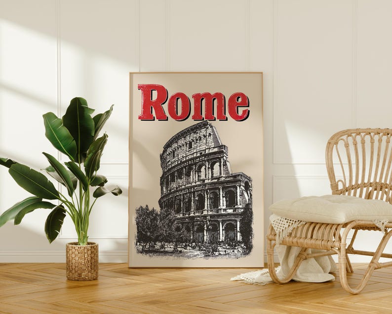 Rome Poster, Italy Travel Print, Europe Art, Colosseum Illustration, Rome Print, Scenic Wall Art, Home Decor, Birthday Gift