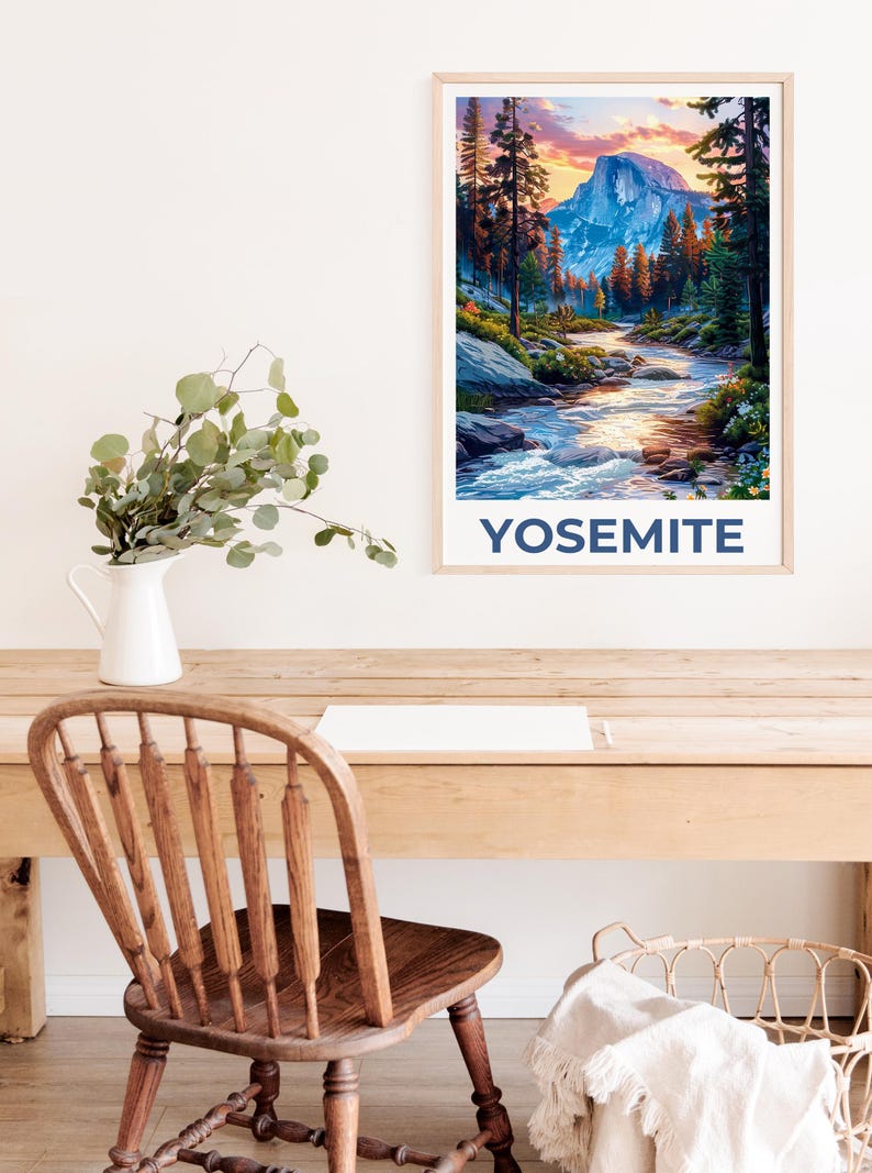 Yosemite Poster, Yosemite National Park Poster, Half Dome Poster, California Poster, Yosemite Gift, California Print, Hiking Gift