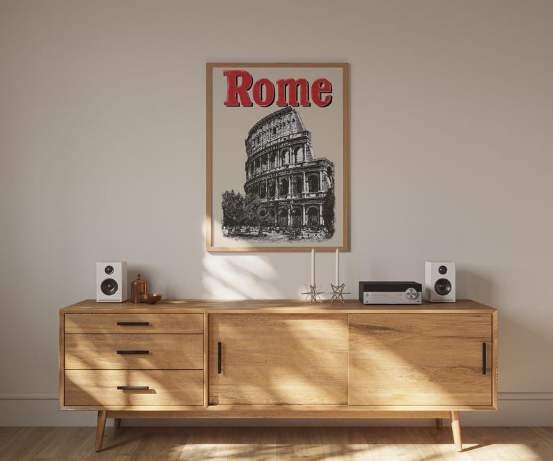 Rome Poster, Italy Travel Print, Europe Art, Colosseum Illustration, Rome Print, Scenic Wall Art, Home Decor, Birthday Gift