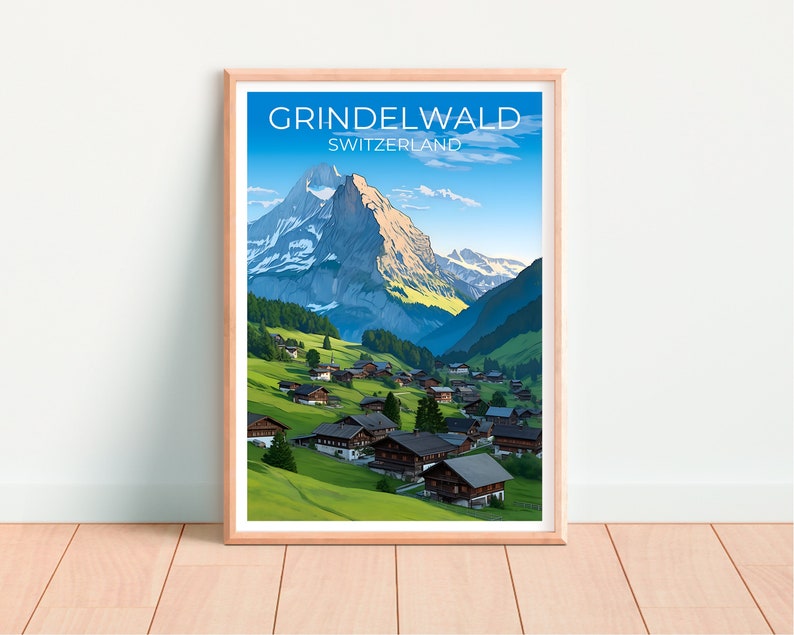 Grindelwald Travel Poster, Switzerland Wall Art, Switzerland Print, Grindelwald Poster, Swiss Alps Poster, City Poster, Grindelwald Art