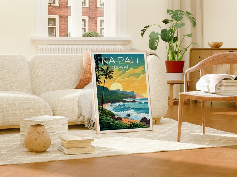 Nā Pali Travel Poster, Hawaii Wall Art, Hawaii Print, Nā Pali Poster, Hawaii Poster, Nature Poster, Nā Pali Art