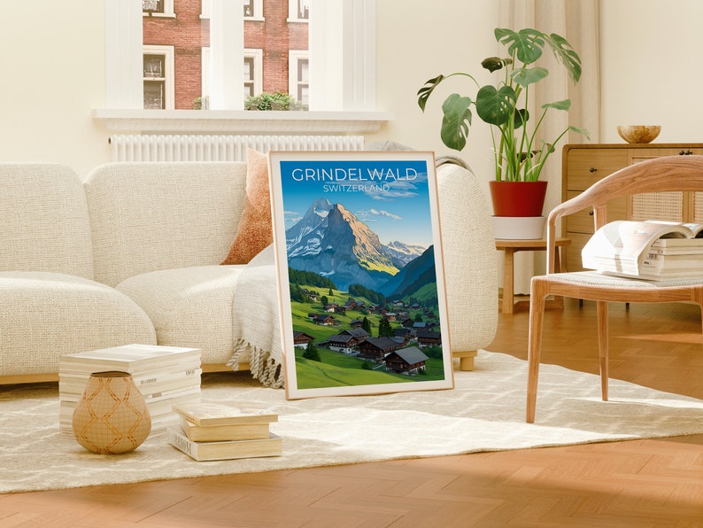 Grindelwald Travel Poster, Switzerland Wall Art, Switzerland Print, Grindelwald Poster, Swiss Alps Poster, City Poster, Grindelwald Art
