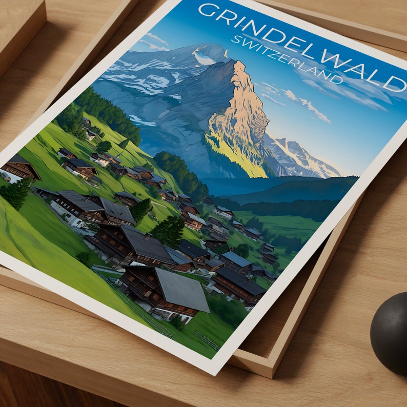 Grindelwald Travel Poster, Switzerland Wall Art, Switzerland Print, Grindelwald Poster, Swiss Alps Poster, City Poster, Grindelwald Art