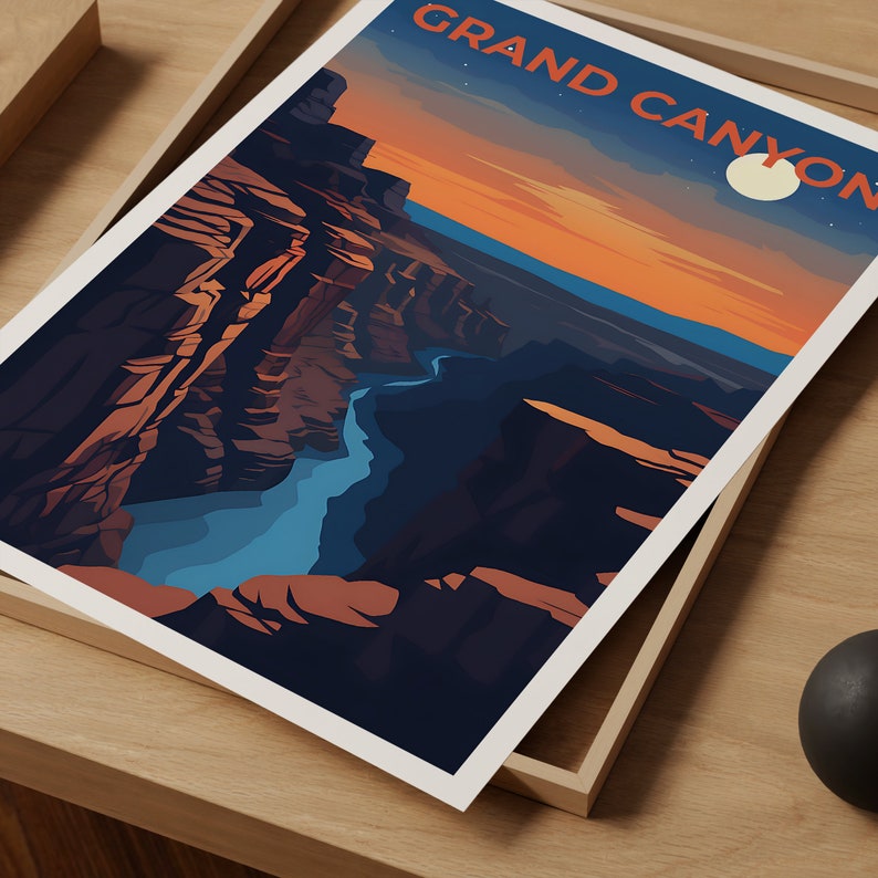 Affiche de voyage du Grand Canyon, art mural de l'Arizona, impression de l'Arizona, affiche du Grand Canyon, affiche du fleuve Colorado, affiche de la nature