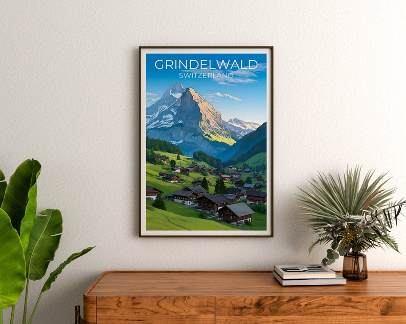 Grindelwald Travel Poster, Switzerland Wall Art, Switzerland Print, Grindelwald Poster, Swiss Alps Poster, City Poster, Grindelwald Art