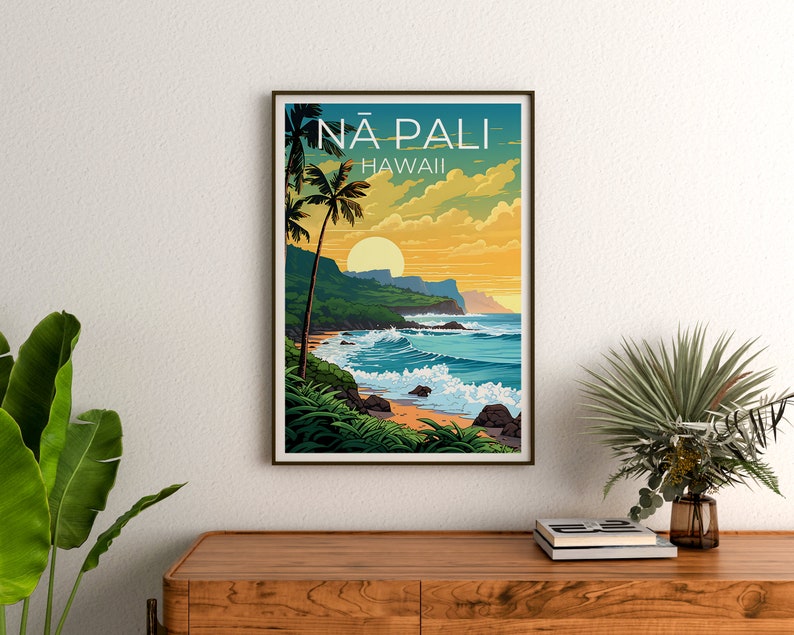 Nā Pali Travel Poster, Hawaii Wall Art, Hawaii Print, Nā Pali Poster, Hawaii Poster, Nature Poster, Nā Pali Art