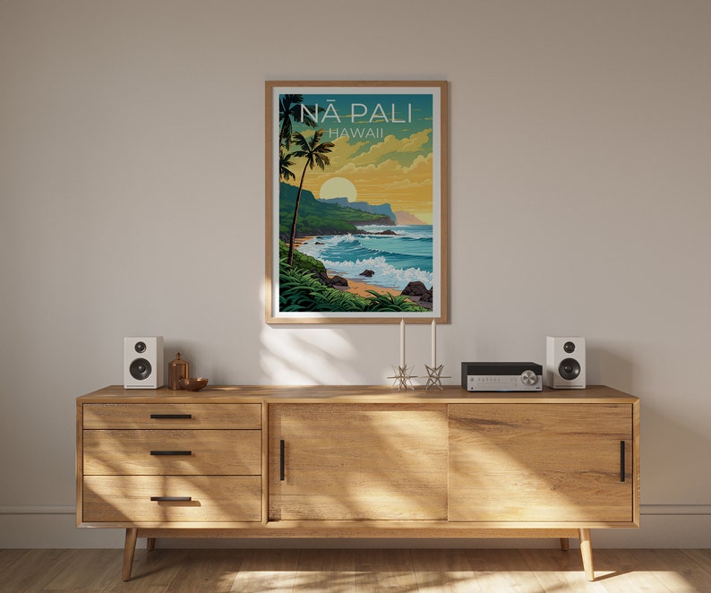 Nā Pali Travel Poster, Hawaii Wall Art, Hawaii Print, Nā Pali Poster, Hawaii Poster, Nature Poster, Nā Pali Art