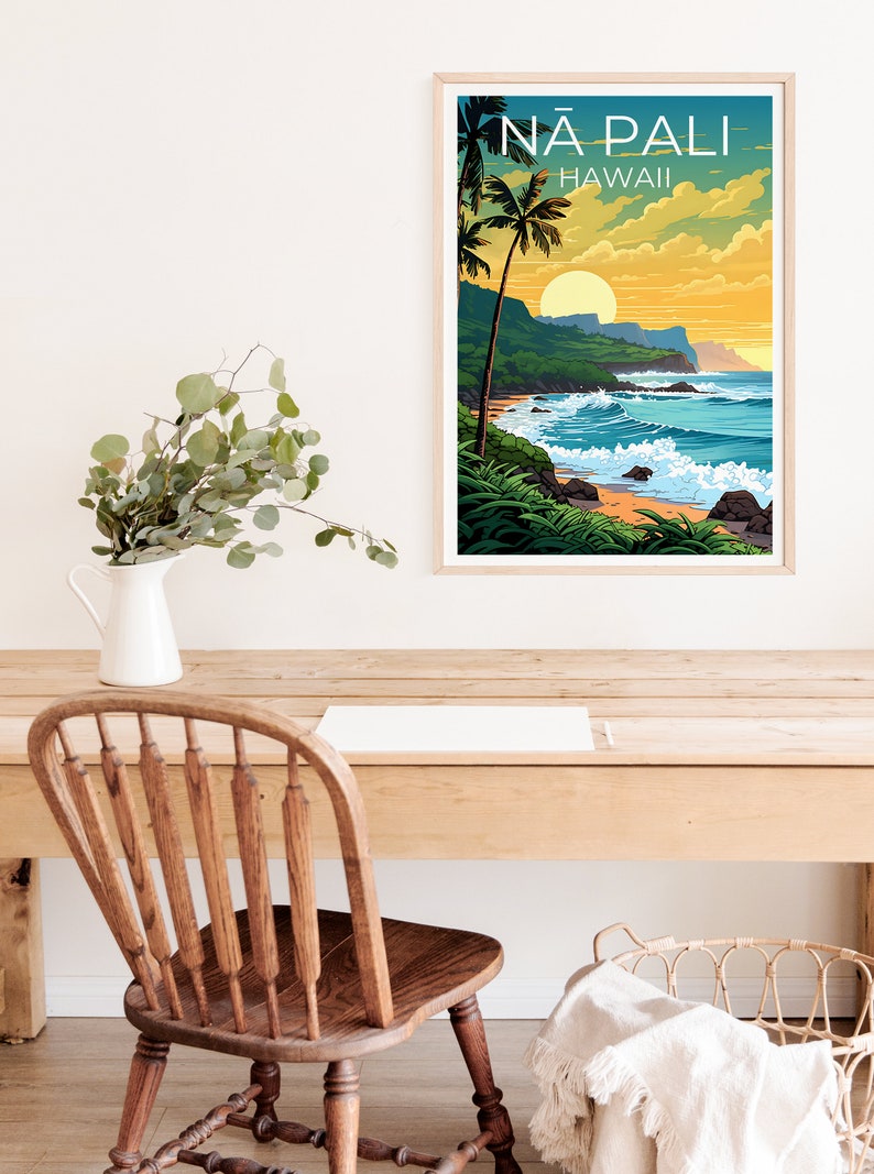 Nā Pali Travel Poster, Hawaii Wall Art, Hawaii Print, Nā Pali Poster, Hawaii Poster, Nature Poster, Nā Pali Art