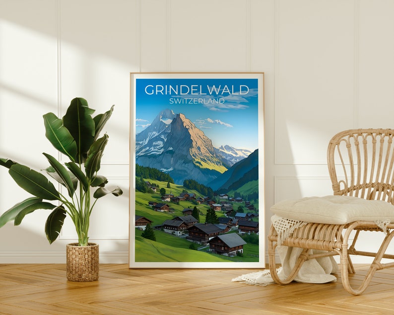 Grindelwald Travel Poster, Switzerland Wall Art, Switzerland Print, Grindelwald Poster, Swiss Alps Poster, City Poster, Grindelwald Art
