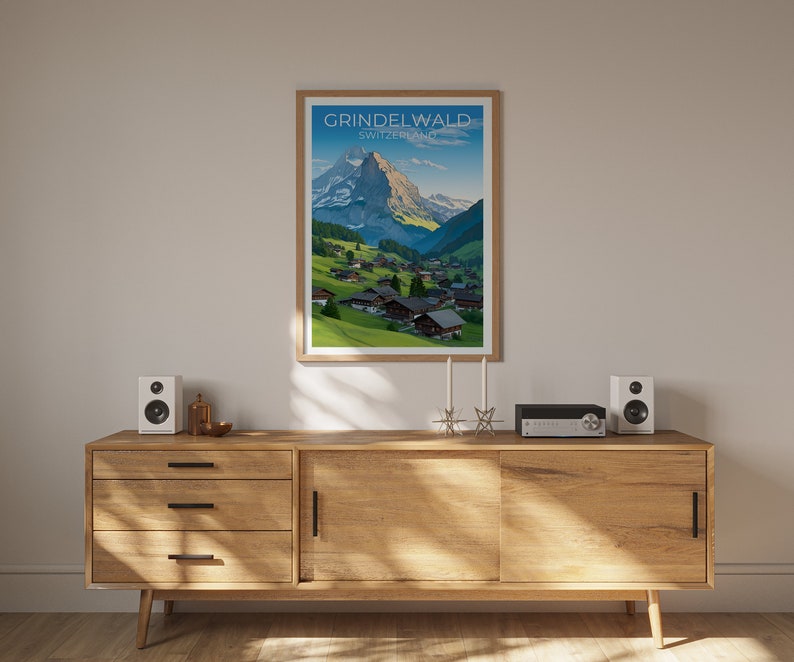 Grindelwald Travel Poster, Switzerland Wall Art, Switzerland Print, Grindelwald Poster, Swiss Alps Poster, City Poster, Grindelwald Art
