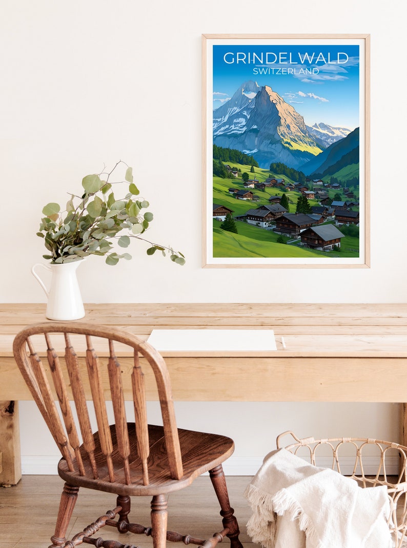 Grindelwald Travel Poster, Switzerland Wall Art, Switzerland Print, Grindelwald Poster, Swiss Alps Poster, City Poster, Grindelwald Art