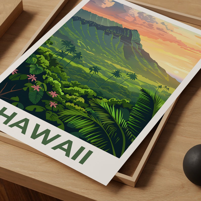 Hawaii Poster, Hawaii Print, Tropical Island Poster, Island Print, Hawaii Travel Poster, Hiking Poster, Hawaii Art