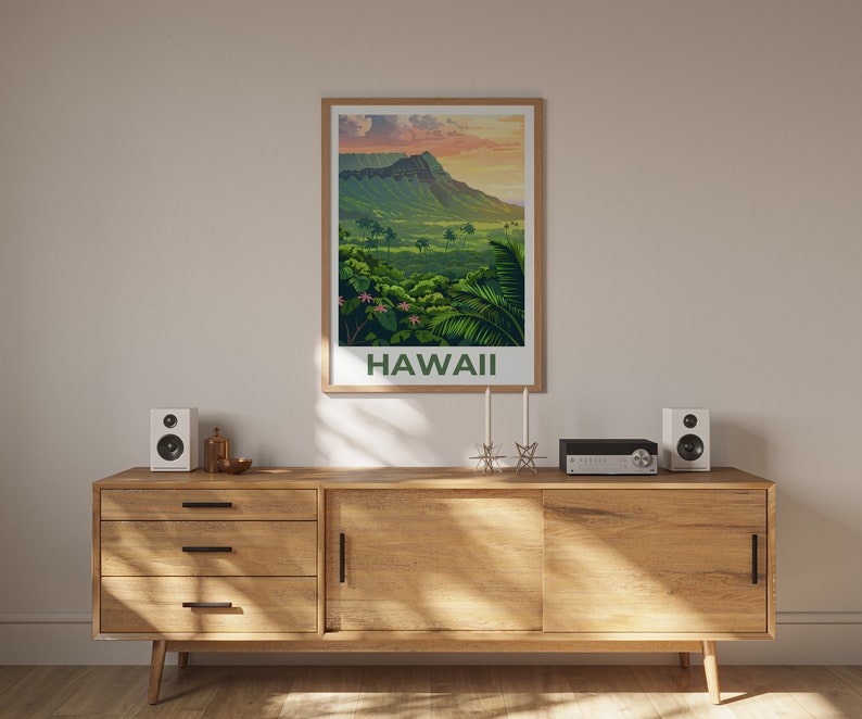 Hawaii Poster, Hawaii Print, Tropical Island Poster, Island Print, Hawaii Travel Poster, Hiking Poster, Hawaii Art