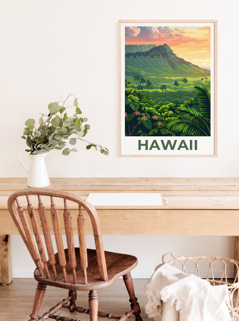 Hawaii Poster, Hawaii Print, Tropical Island Poster, Island Print, Hawaii Travel Poster, Hiking Poster, Hawaii Art