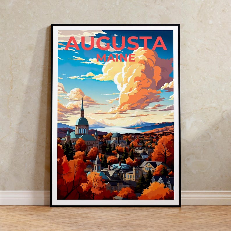 Augusta Travel Poster, Maine Wall Art, Maine Print, Augusta Poster, Maine Poster, City Poster, Augusta Art