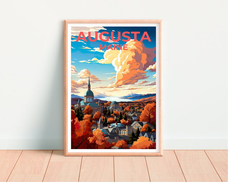 Augusta Travel Poster, Maine Wall Art, Maine Print, Augusta Poster, Maine Poster, City Poster, Augusta Art