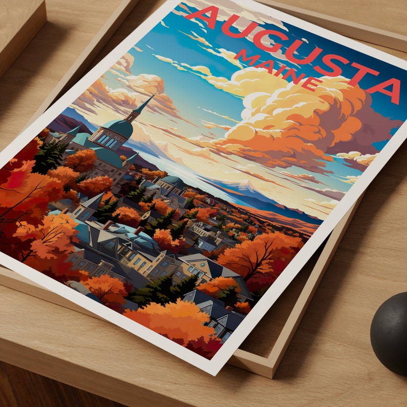 Augusta Travel Poster, Maine Wall Art, Maine Print, Augusta Poster, Maine Poster, City Poster, Augusta Art