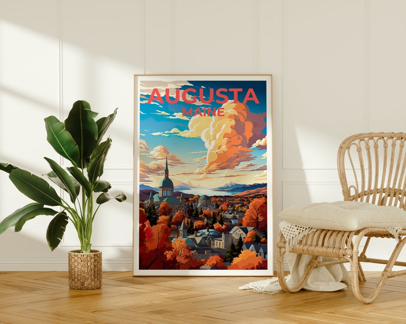 Augusta Travel Poster, Maine Wall Art, Maine Print, Augusta Poster, Maine Poster, City Poster, Augusta Art