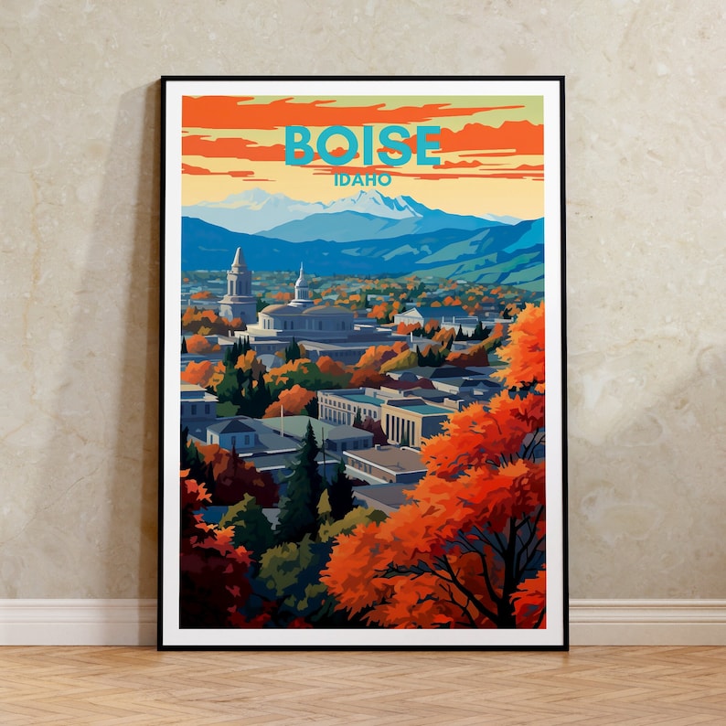 Boise Travel Poster, Idaho Wall Art, Idaho Print, Boise Poster, Idaho Art, City Poster, Poster Art, Wall Decor
