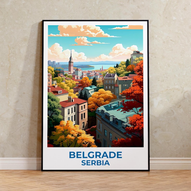 Belgrade Travel Print Serbia Poster European City Wall Art Town Illustration Belgrade Poster Home Decor Birthday Gift