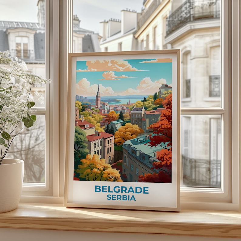 Belgrade Travel Print Serbia Poster European City Wall Art Town Illustration Belgrade Poster Home Decor Birthday Gift