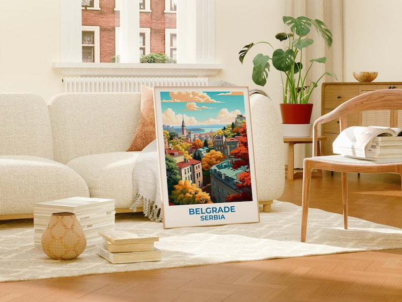Belgrade Travel Print Serbia Poster European City Wall Art Town Illustration Belgrade Poster Home Decor Birthday Gift