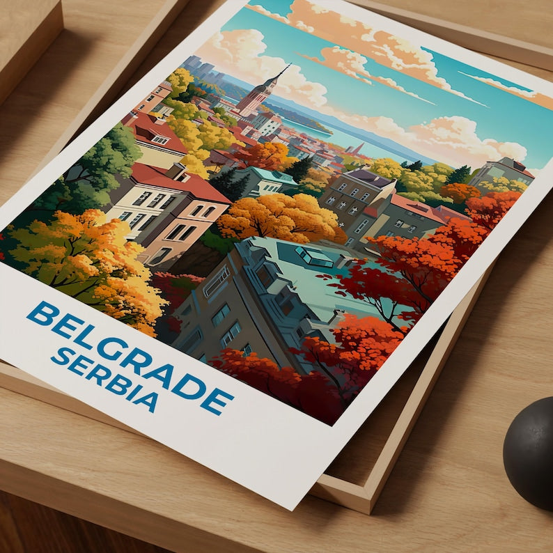 Belgrade Travel Print Serbia Poster European City Wall Art Town Illustration Belgrade Poster Home Decor Birthday Gift