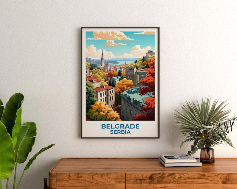 Belgrade Travel Print Serbia Poster European City Wall Art Town Illustration Belgrade Poster Home Decor Birthday Gift