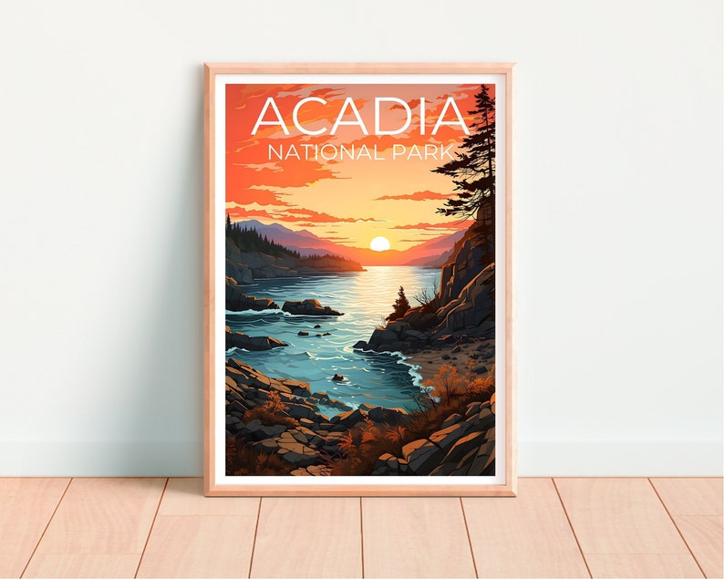 Acadia Travel Poster, Maine Art, Maine Print, Acadia Poster, Maine Poster, Nature Poster, Acadia Art