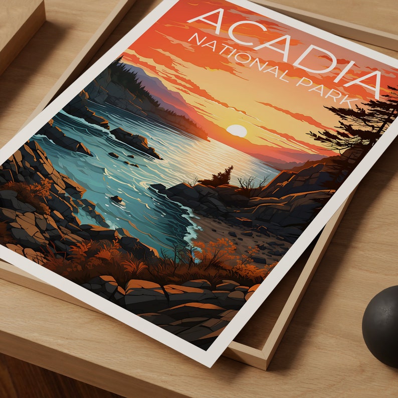 Acadia Travel Poster, Maine Art, Maine Print, Acadia Poster, Maine Poster, Nature Poster, Acadia Art