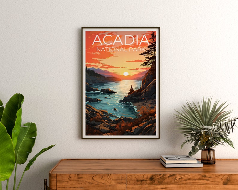 Acadia Travel Poster, Maine Art, Maine Print, Acadia Poster, Maine Poster, Nature Poster, Acadia Art